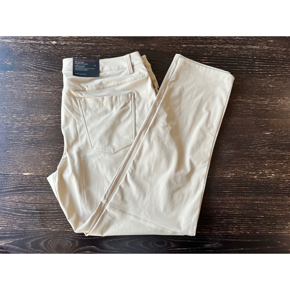 Lululemon ABC Pant Slim Warpstreme Khaki Tan Mens 38x32 New